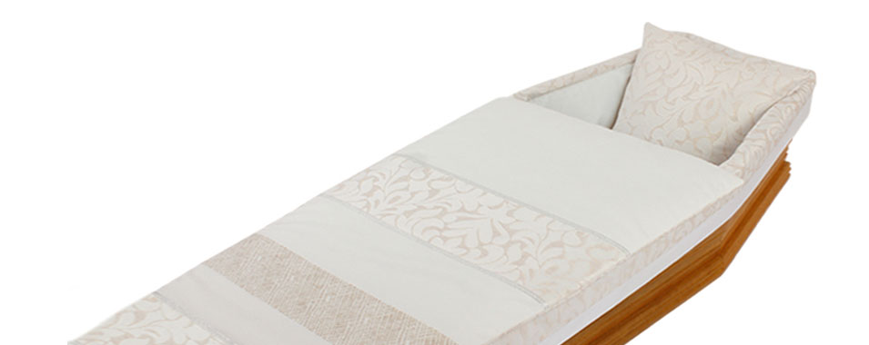 capiton pour cercueil funéraire en polycoton avec fils argentés motif arabesque 